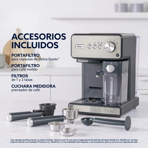 Cafetera Espresso Automatica Oster 6604s Primalatte 15 Bar Plateado