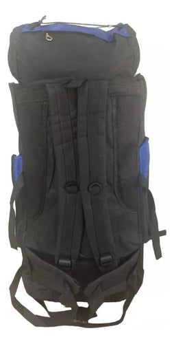 Mochila Para Camping Trekking Outdoor Azul Oscuro 90lts Cts Diseño De La Tela Liso