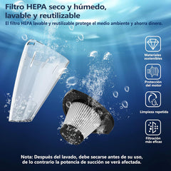 Aspiradora Inalambrica Tm Polvo Liquido Auto Hogar Carga Usb Negro