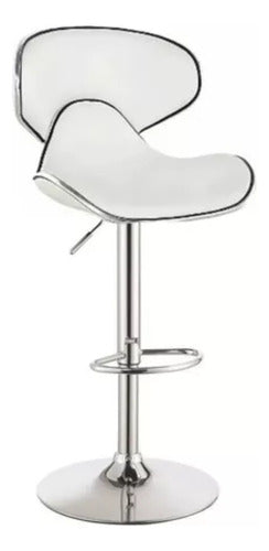 2 Banquetas Altas Tm Bs061 Blancas Tapizado Cuero Ecológico Altura Regulable Blanco Blanco