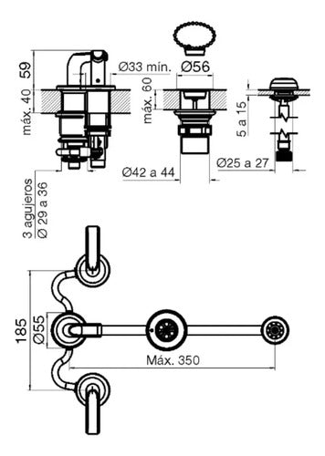 Griferia Fv Juego Para Bidet  Fv Ciprés 0295/n2-cr Cromo