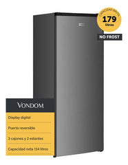 Freezer Vondom Vertical No Frost Digital Acero Inoxidable 179 L