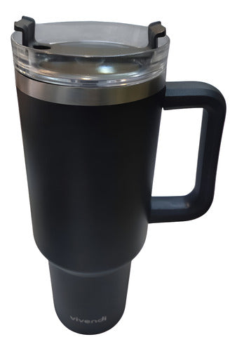 Vaso Térmico Acero Inox Vivendi Negro De 1200 Ml C/sorbete Negro Lisa