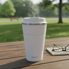 Vaso Termico Promo Frio Calor Con Tapa Acero Inox Vivendi Blanco Lisa