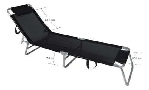 Reposera Cama Plegable Reclinado Aluminio Botafogo Negra Cts Negro