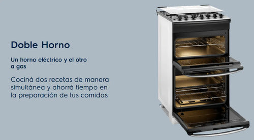 Cocina A Gas Electrolux F4edm De 4 Hornallas Doble Horno Negro