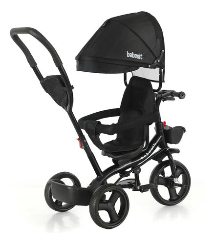 Triciclo 360° Joy 3 Con Luz Y Barra De Empuje Negro Bebesit Negro