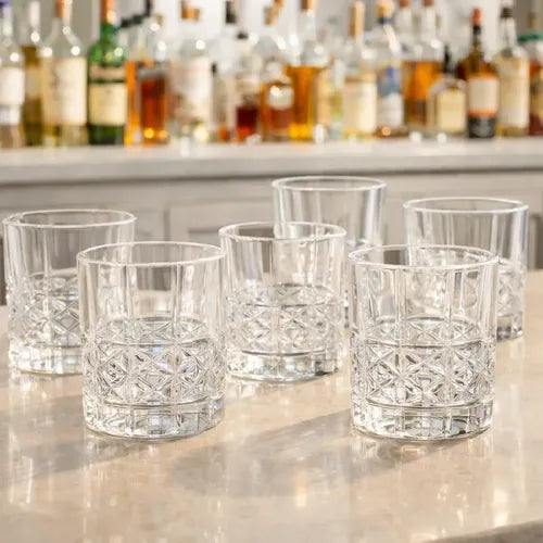 Set X 6 Vasos De Vidrio Labrado 70319 Carol 350 Ml Gris