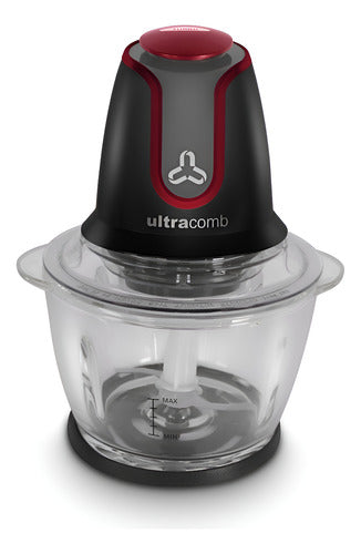 Picadora De Alimentos Ultracomb Pc6800 600w Bowl De Vidrio Negro