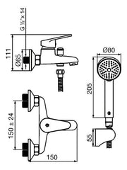 Grifería De Baño Fv M4 Compacta 0310/m4-cr Bañera Ducha Cromo Cromado