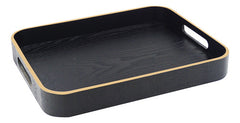 Bandeja Rectangular De Madera C/asas Carol 35 X 28 X 4,5cm Negro