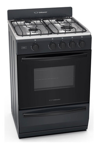 Cocina Multigas Ormay Inox Negra 4 Hornallas 91l Clase A Negro