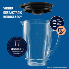 Licuadora Oster Blstkag 800 W Jarra De Vidrio Negro