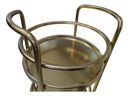 Mesa Carro Bar De Metal 2 Niveles Con Ruedas Tm Dorado Cs Dorado Oscuro