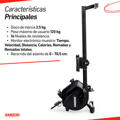 Remo Randers Magnético Plegable Con Regulador De Resistencia, Asiento Ergonómico Deslizante, Pantalla Digital Multifunción, Estructura Reforzada Y Diseño Compacto Para Entrenamiento En Casa - 903