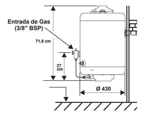 Termotanque A Gas Ecotermo Populi Gn 45 Lts Color Blanco