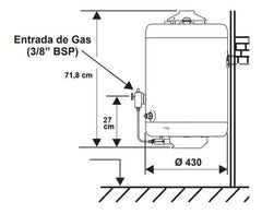 Termotanque A Gas Ecotermo Populi Gn 45 Lts Color Blanco