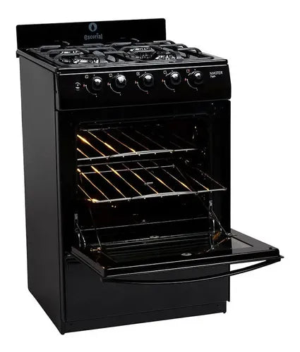 Cocina Escorial Master Style Multigas Color Negro Con Puerta