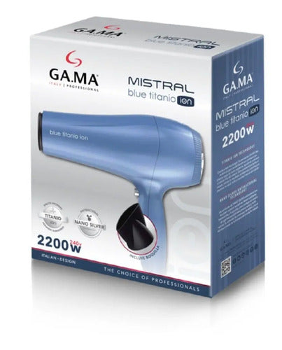 Secador De Cabello Gama Mistral Blue Titanium St 2200w Color Azul