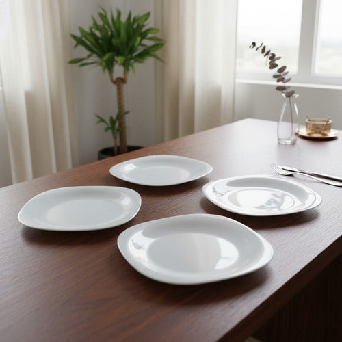 Juego Vajilla De 16 Piezas Carol Cuadrado Playo Postre Jarro Blanco Cuadrado