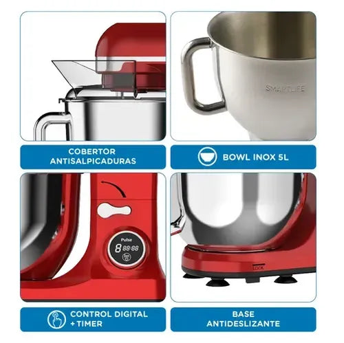 Batidora Planetaria Digital Smartlife Sl-sm030r 1200 W Rojo 50 Hz/60 Hz