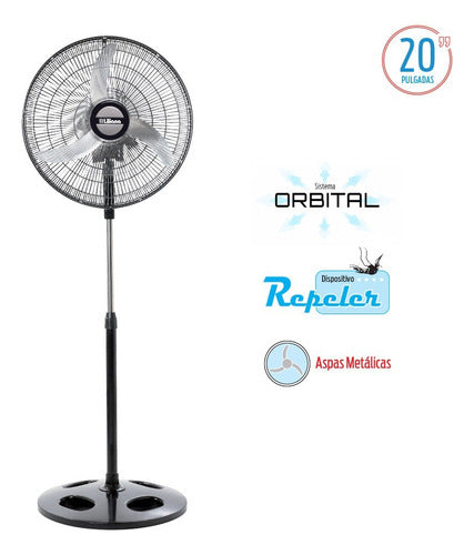 Ventilador Pie 20puLG Orbital Liliana Vpm2016 Repeler 90w Ct 50.8 Cm Negro Plateado Metal 3