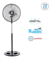 Ventilador Pie 20puLG Orbital Liliana Vpm2016 Repeler 90w Ct 50.8 Cm Negro Plateado Metal 3