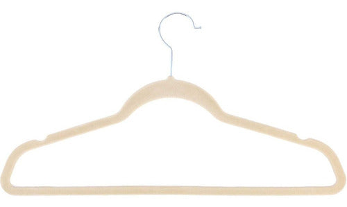 Perchas Slim Terciopelo Antideslizante Delgadas X 5 Natural Natural