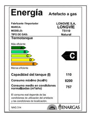 Termotanque Multigas Longvie Plus T5110 Con Poliuretano 110 Li Color Blanco