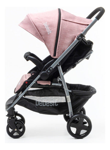 Cochecito De Paseo Con Manillar Rebatible Rosado Rosa Plateado