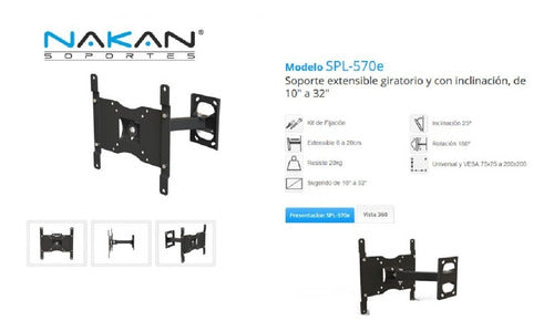 Soporte Para Led De 10 A 32 Extensible Spl-570e Nakan Color Negro