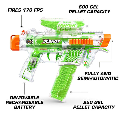 Lanza Hyper Gel Pistola Zuru Xshot Glow In The Dark 5000 Css Verde
