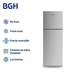 Heladera Inverter No Frost Bgh 338l Brt330i1a Inox Gris