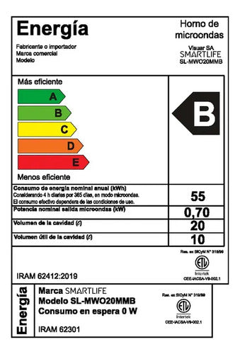 Microondas Smartlife Mecanico Sl-mwo20mmb Negro 20l