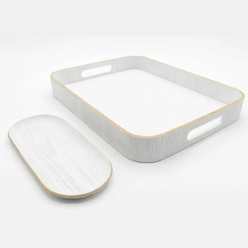 Set Carol De 2 Tazas De Vidrio Doble Pared + 2 Bandejas Blanco