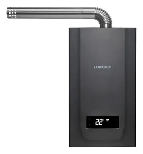 Calefón A Gas 16 L/min Digital Tiro Forzado Longvie Cf16g-n Gris Oscuro Gn