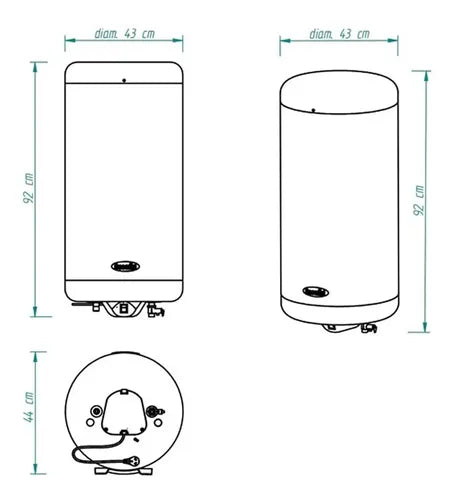 Termotanque Eléctrico De Colagar Escorial De 90lts 1500w Blanco