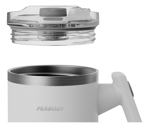 Vaso Térmico Mug Peabody Pe-mg1200 1200 Ml Doble Tapa Color Blanco Liso