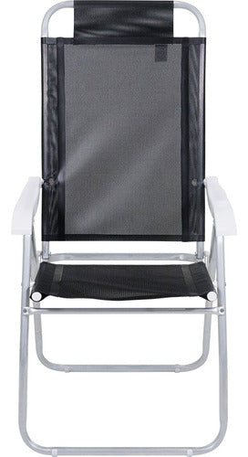 Reposera 4 Posiciones Bel Aluminio Poliéster Pvc Negro Css Negro