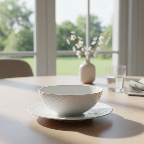 Juego Vajilla De 24 Piezas Vivendi Redondo Plato Plano Sopa Blanco Lisa