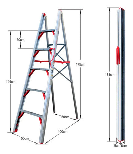 Escalera De Aluminio Articulada Portatil One-box Ob-eto180 Gris
