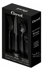 Juego De Cubiertos Carol Premium 16 Piezas Acero Inox Negro