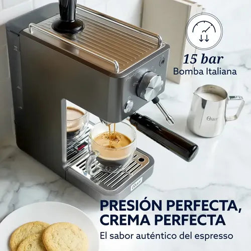 Cafetera Espresso Oster Bvstem7201-054 Perfect Brew 15 Bar Plateado