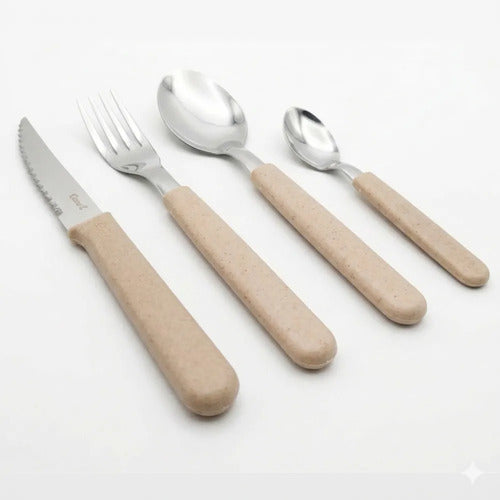 Set De 16 Piezas Juego De Cubiertos Inox Carol Linea Areia Damasco Areia