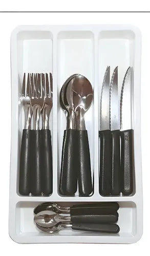 Juego Cubiertos 24 Pzas En Cubiertera Carol Colores Tradic Color Negro