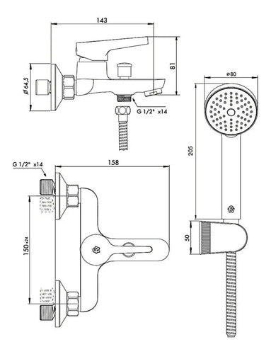 Grifería Fv Alba 0310/g9  Ducha Y Bañera Monocomando Plateado