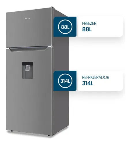 Heladera Philco Top Mount Con Dispenser No Frost Inverter 402l Inox- Phnt453xdi2 Acero Inoxidable