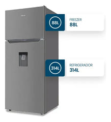 Heladera Philco Top Mount Con Dispenser No Frost Inverter 402l Inox- Phnt453xdi2 Acero Inoxidable