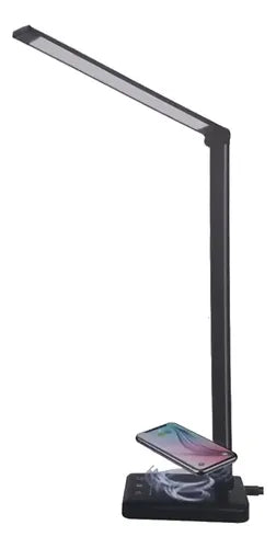 Lámpara Escritorio Led 69 Cm Usb Carga Inalámbrica Negro Tm 52 Led 5 Colores Blanco