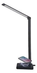 Lámpara Escritorio Led 69 Cm Usb Carga Inalámbrica Negro Tm 52 Led 5 Colores Blanco
